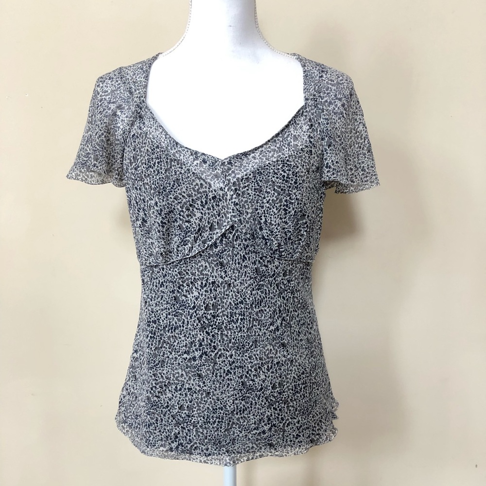 Ann Taylor Short Sleeve Freckled Blouse